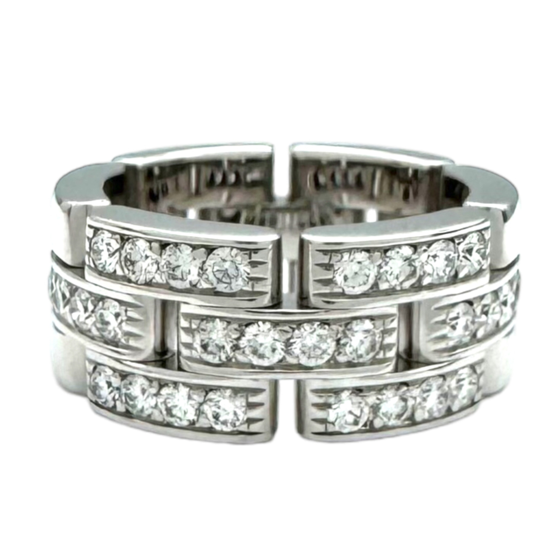 Cartier(カルティエ)の　カルティエ Cartier マイヨンパンテール 3ロウ ダイヤリング #46(約5.5号) K18WG ダイヤモンド ジュエリー レディースのアクセサリー(リング(指輪))の商品写真