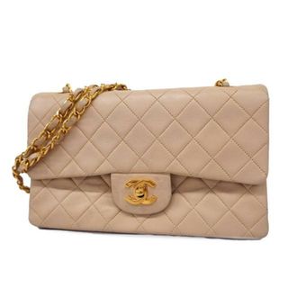 シャネル(CHANEL)の【4hb2585】シャネル ショルダーバッグ/マトラッセ/Wフラップ Wチェーン/ラムスキン/ベージュ/ゴールド金具 【中古】 レディース(ショルダーバッグ)