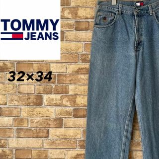 トミージーンズ(TOMMY JEANS)のトミージーンズ　デニム　Gパン　刺繍ロゴ　90s テーパード　32/34(デニム/ジーンズ)