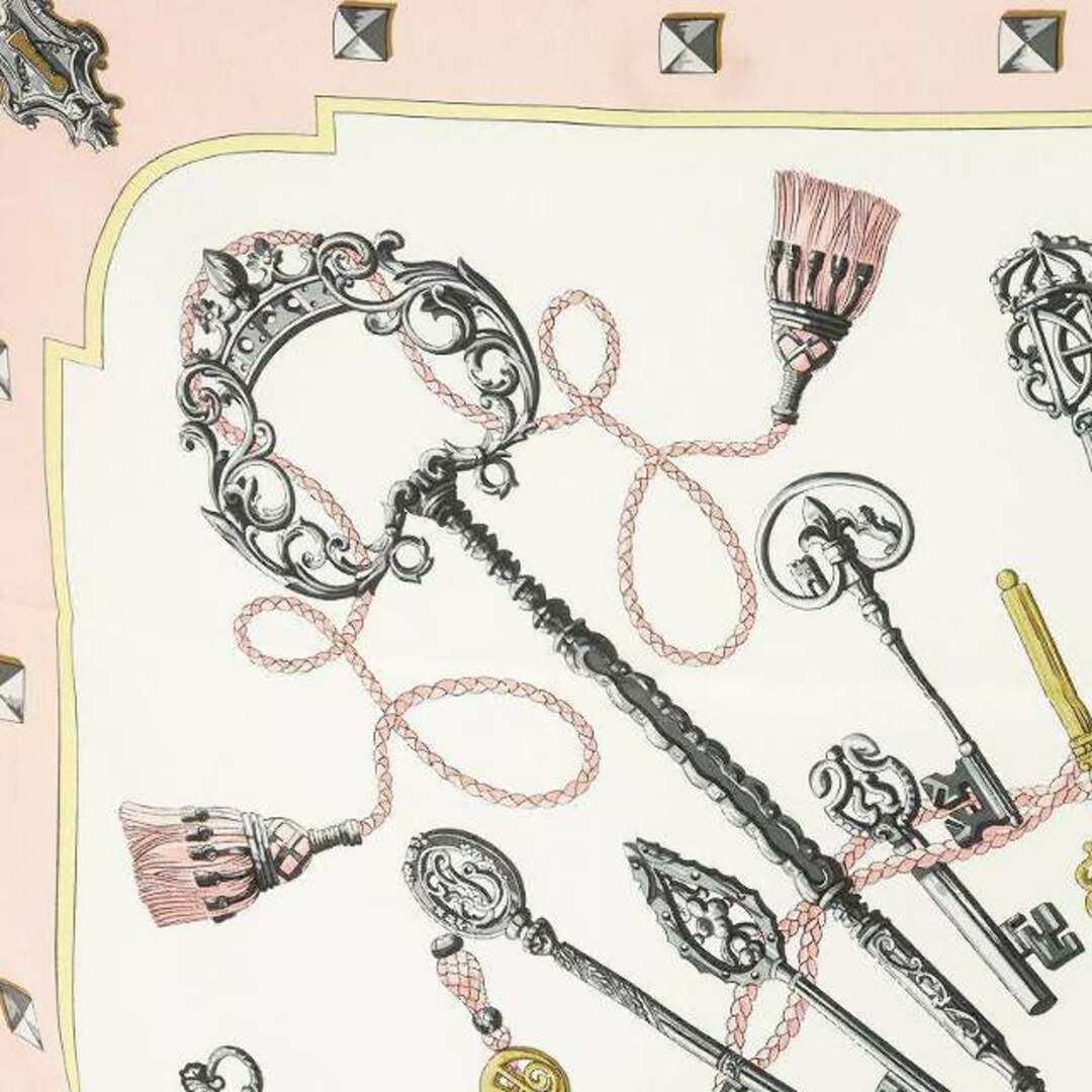 Hermes(エルメス)のエルメス カレ90 les cles key スカーフ 鍵 タッセル ピンク レディースのファッション小物(バンダナ/スカーフ)の商品写真