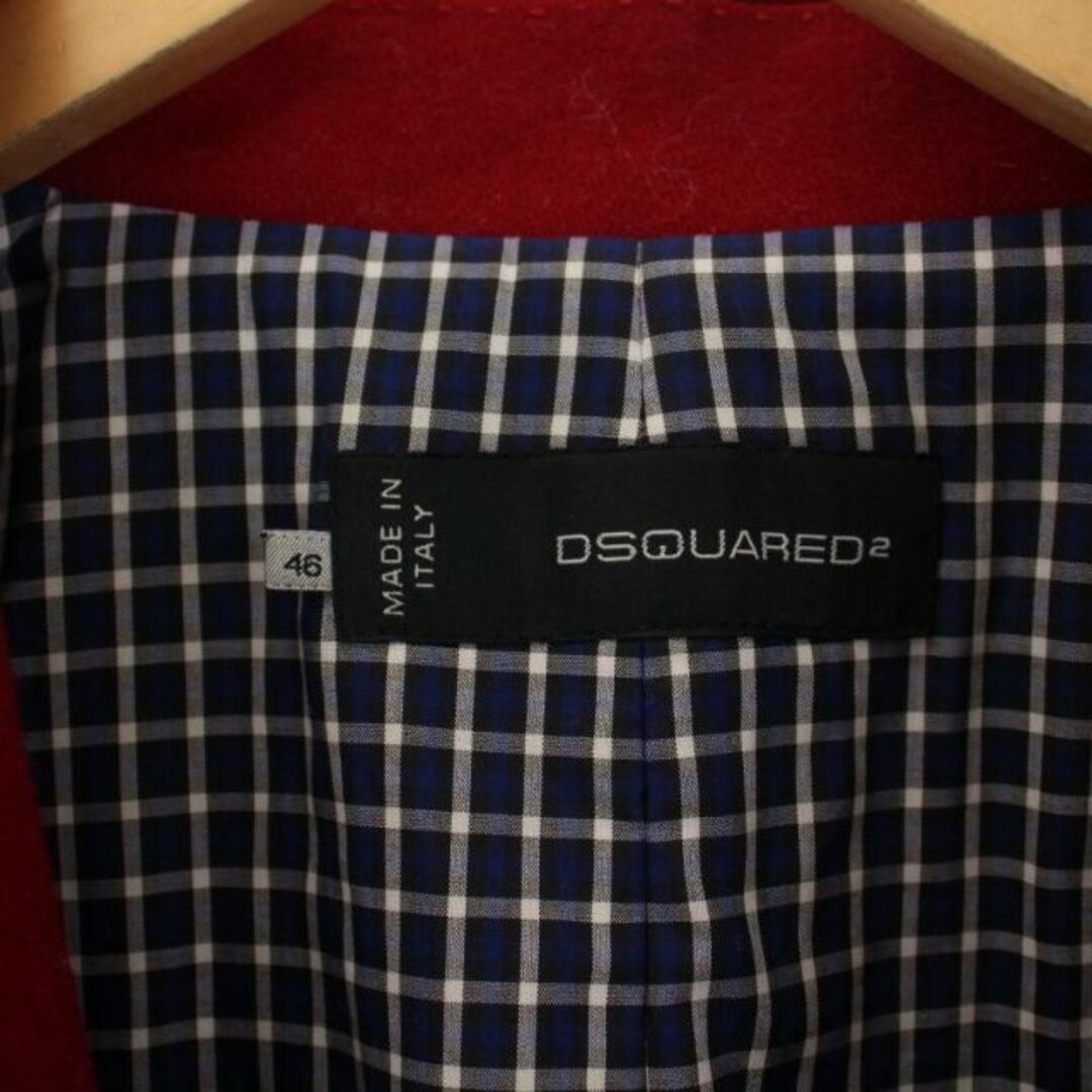 DSQUARED2(ディースクエアード)のDSQUARED2 Pコート ピーコート ショート 裏地チェック S 赤 メンズのジャケット/アウター(ピーコート)の商品写真