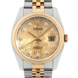 ロレックス(ROLEX)のロレックス デイトジャスト 10Pダイヤ 116233G シャンパン 彫りコンピューター V番 メンズ 中古 腕時計(腕時計(アナログ))