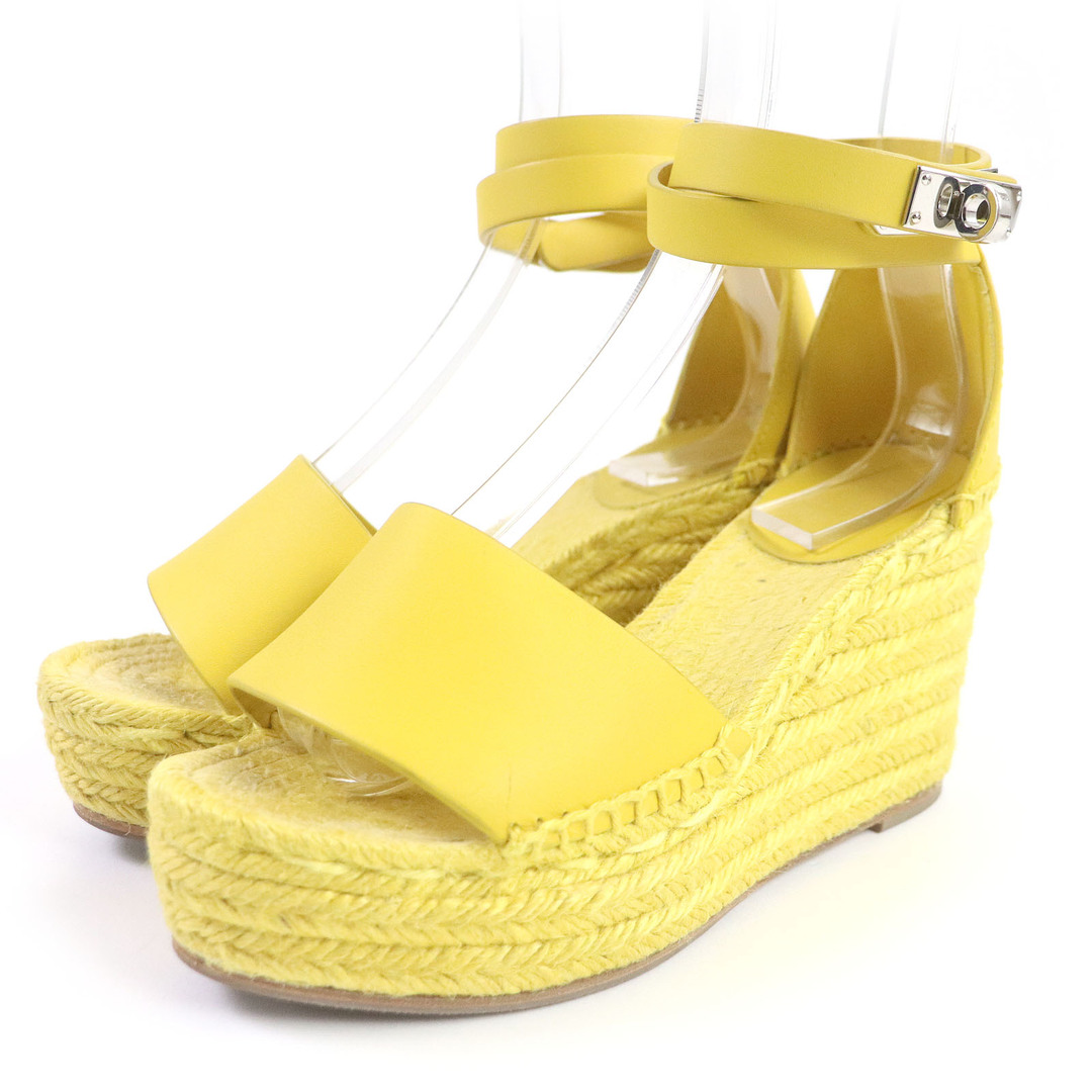HERMES - 美品□HERMES エルメス 19SS ティポリ レザー アンクルストラップ ケリー金具 エスパドリーユ サンダル イエロー 35 スペイン製 レディース