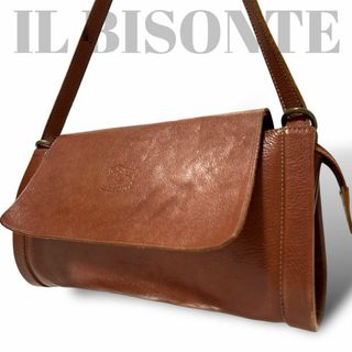 IL BISONTE - 美品　イルビゾンテ　ショルダーバッグ　レザー　ロゴ型押し　ブラウン　肩かけ