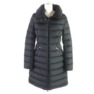 モンクレール(MONCLER)の極美品▼MONCLER モンクレール 2018年製 FLAMMETTE フラメッテ ロゴワッペン付き フード入り ダウンコート ブラック 1 ハンガー・ガーメント付き 正規品 レディース(ダウンコート)