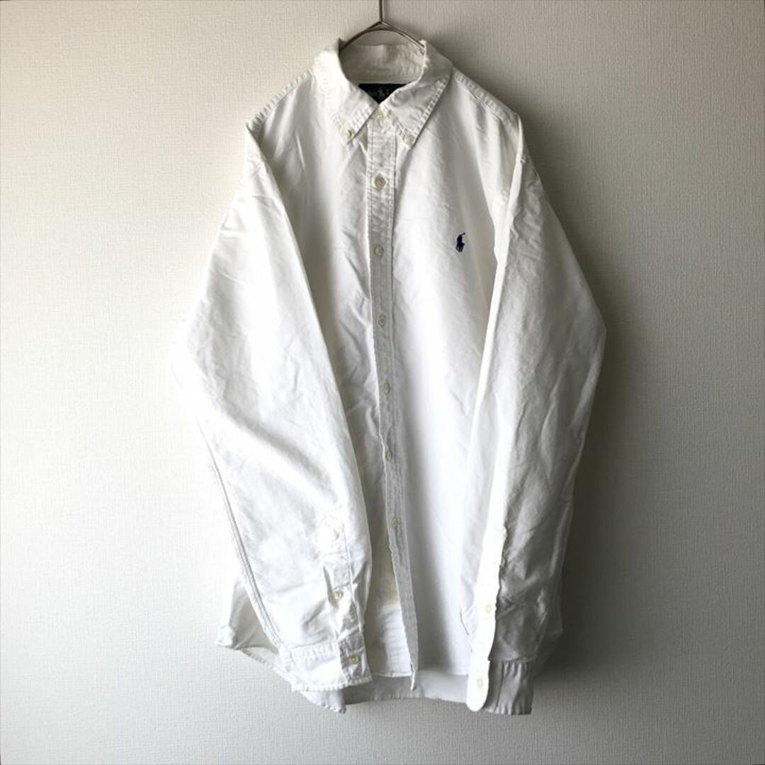 Ralph Lauren(ラルフローレン)の90s 古着 ラルフローレン BDシャツ 白シャツ 刺繍ロゴ L  メンズのトップス(シャツ)の商品写真