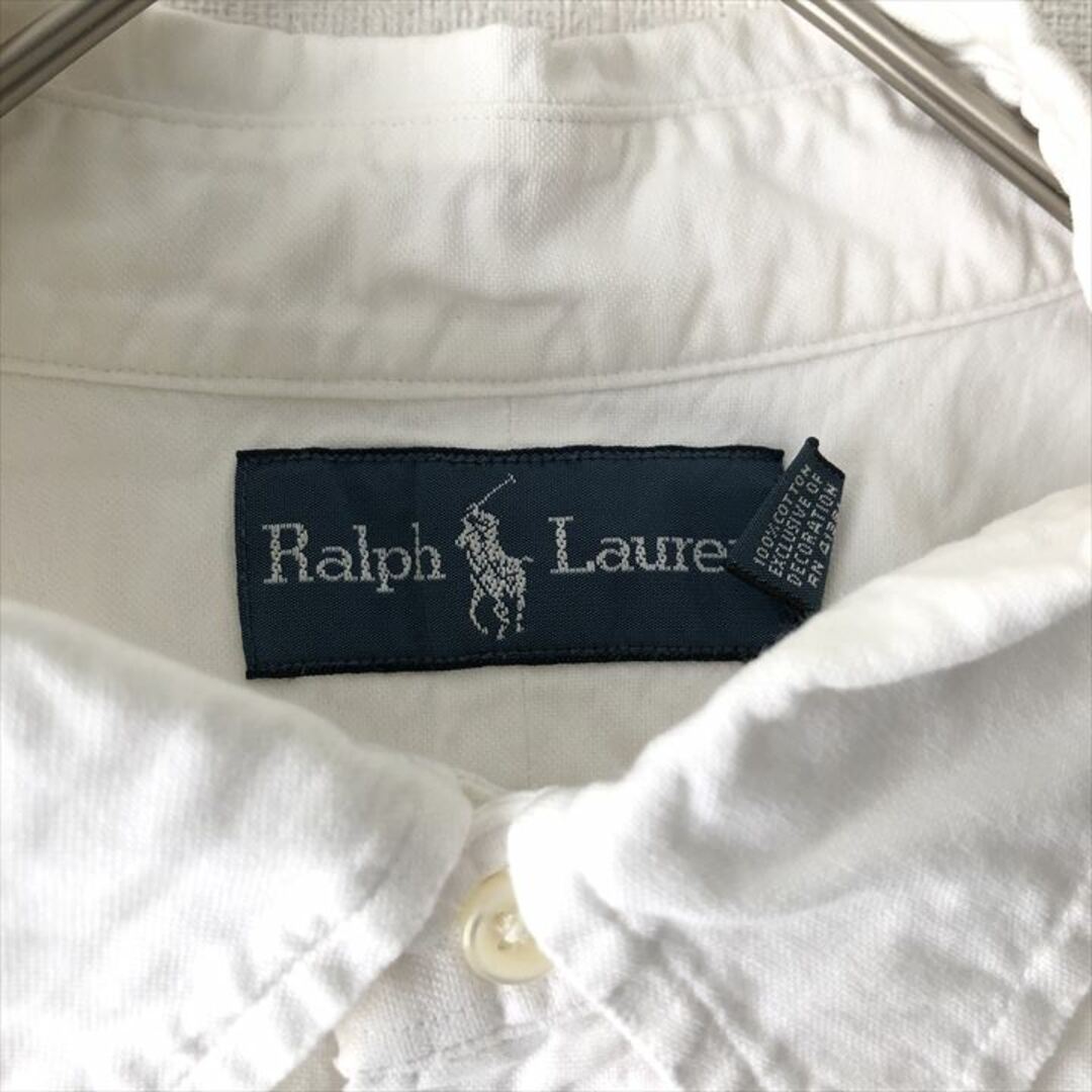 Ralph Lauren(ラルフローレン)の90s 古着 ラルフローレン BDシャツ 白シャツ 刺繍ロゴ L  メンズのトップス(シャツ)の商品写真