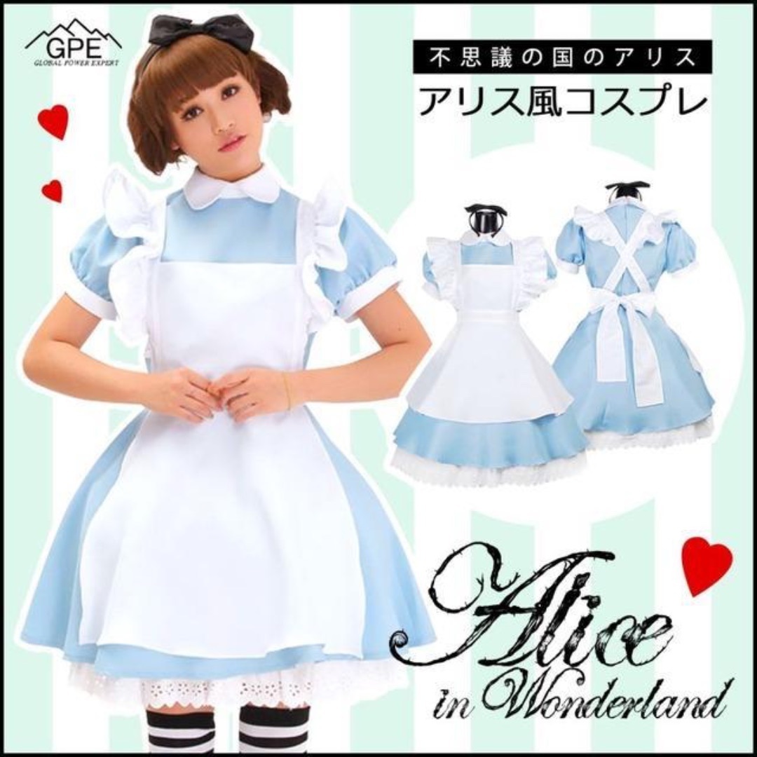 【新品】アリス コスプレ 衣装 不思議の国のアリス カチューシャ付 3点セット エンタメ/ホビーのコスプレ(衣装一式)の商品写真