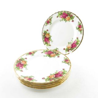 ロイヤルアルバート(ROYAL ALBERT)の美品 ROYAL ALBERT ロイヤルアルバート オールドカントリーローズ 中皿 5枚 18cmプレートセット 金彩 ケーキ デザート SU6430E (食器)