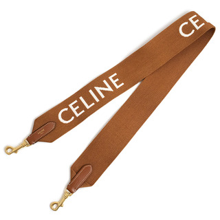 celine - セリーヌ ジャカード ロング ショルダーストラップ ウール カーフスキン レザー タン ホワイト ブラウン 茶 白 ゴールド金具 49S01 2AEP.04LV CELINE（新品・未使用品）