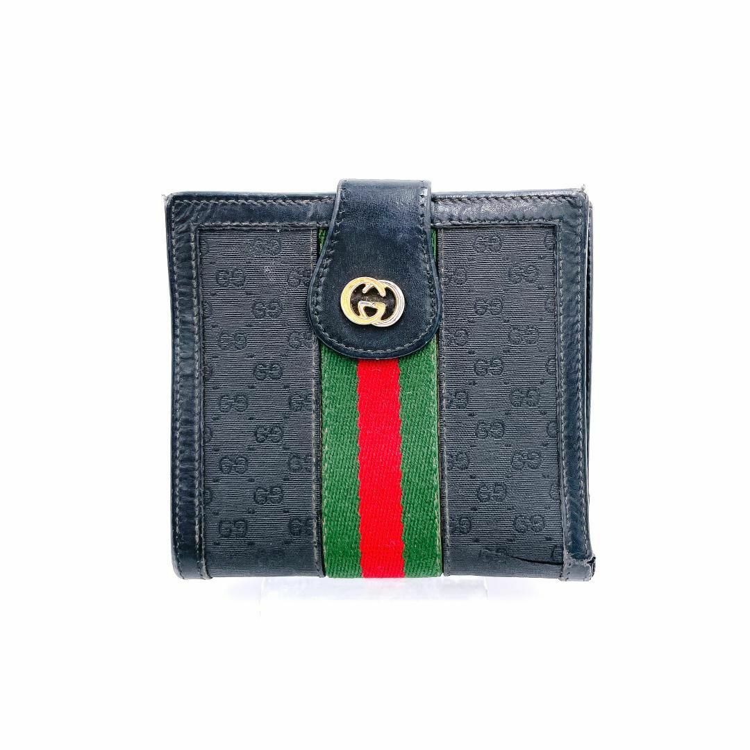 Gucci(グッチ)のグッチ シェリーライン 二つ折り財布 小銭入れ メンズ レディース ブラック 黒 メンズのファッション小物(折り財布)の商品写真