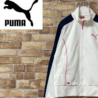 PUMA　プーマ　トラックジャケット　ジャージ　白　ホワイト　古着女子　M