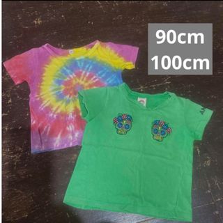 アナップキッズ(ANAP Kids)のエスニック メキシカンスカル タイダイ Tシャツ グリーン 90cm 100cm(Tシャツ/カットソー)