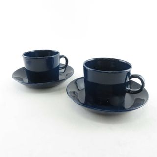 イッタラ(iittala)の美品 iittala イッタラ ARABIA アラビア ティーマ ダークブルー カップ＆ソーサー 2客 ペア ティー/コーヒー 北欧 廃盤 レア 青 SU6654B4 (グラス/カップ)