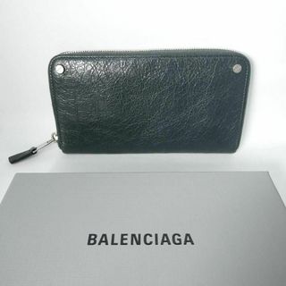 バレンシアガ(Balenciaga)の美品 BALENCIAGA レザー ラウンドジップ 長財布 ロングウォレット(長財布)