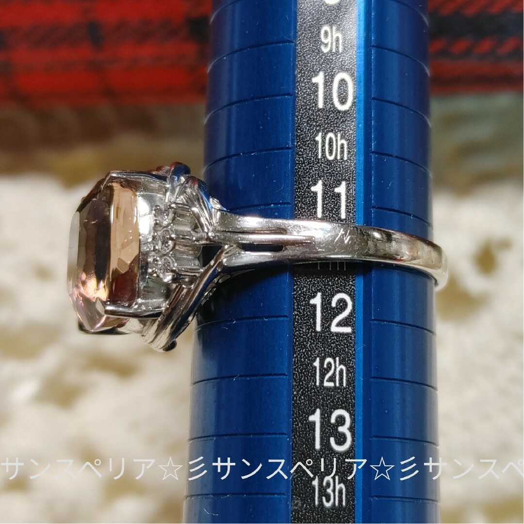 Pt900 ピンクトルマリン4.477ctとダイヤ0.11ctのデザインリング レディースのアクセサリー(リング(指輪))の商品写真