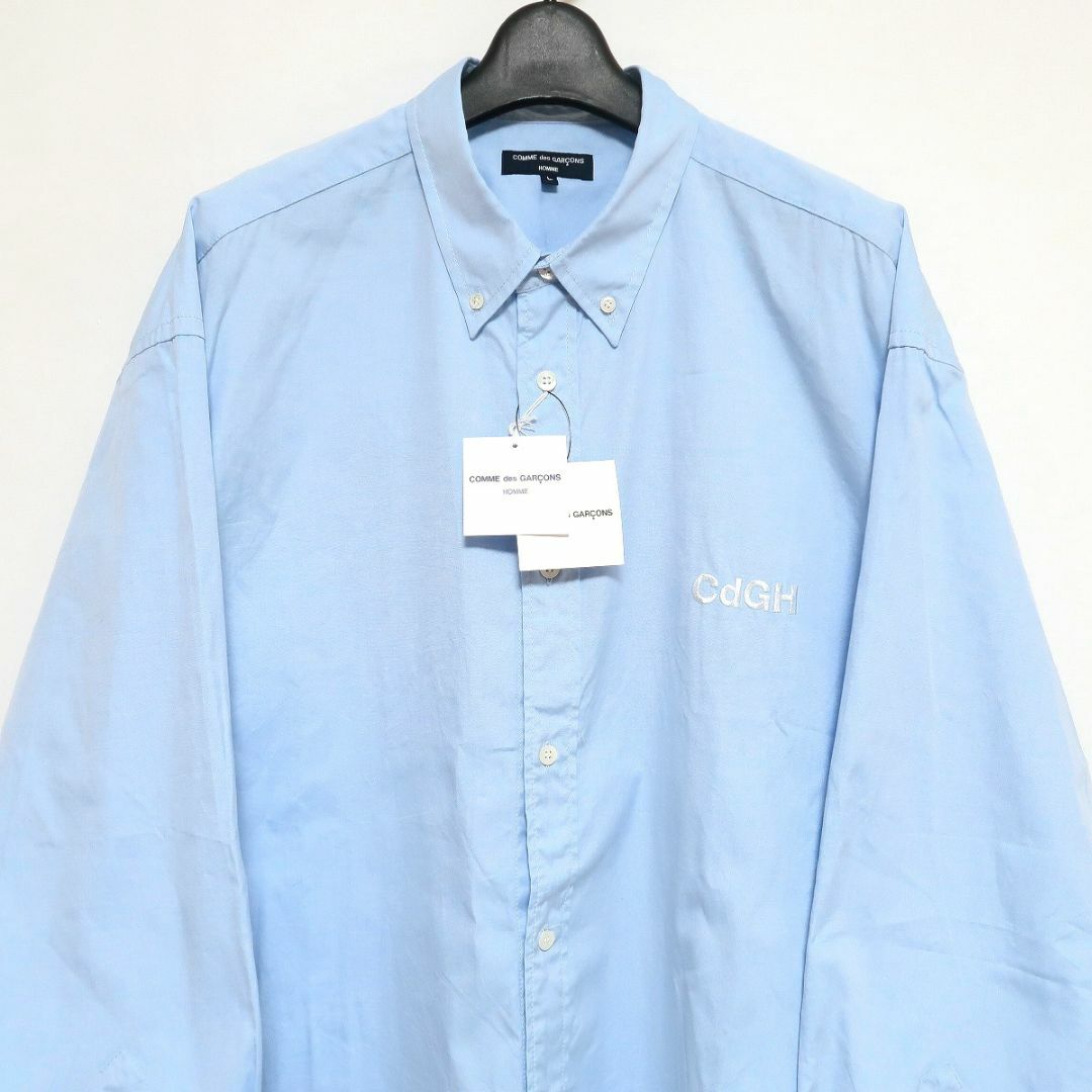 COMME des GARCONS HOMME(コムデギャルソンオム)のL 新品 コムデギャルソン オム ロゴ 刺繍 オックスフォード シャツ ブルー メンズのトップス(Tシャツ/カットソー(七分/長袖))の商品写真