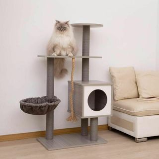 キャットタワー 据え置き 木製高さ約118cm 猫タワー(猫)