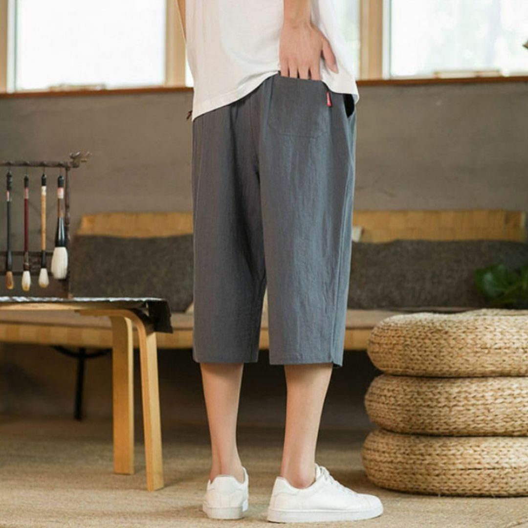[Breelay] サルエルパンツ メンズ ワイドパンツ 七分丈 綿麻 ズボン  メンズのファッション小物(その他)の商品写真