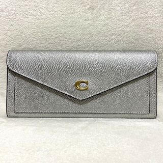 コーチ(COACH)の極美品　コーチ　ウィン　ソフトウォレット　長財布　シルバー　C金具　ゴールド金具(財布)