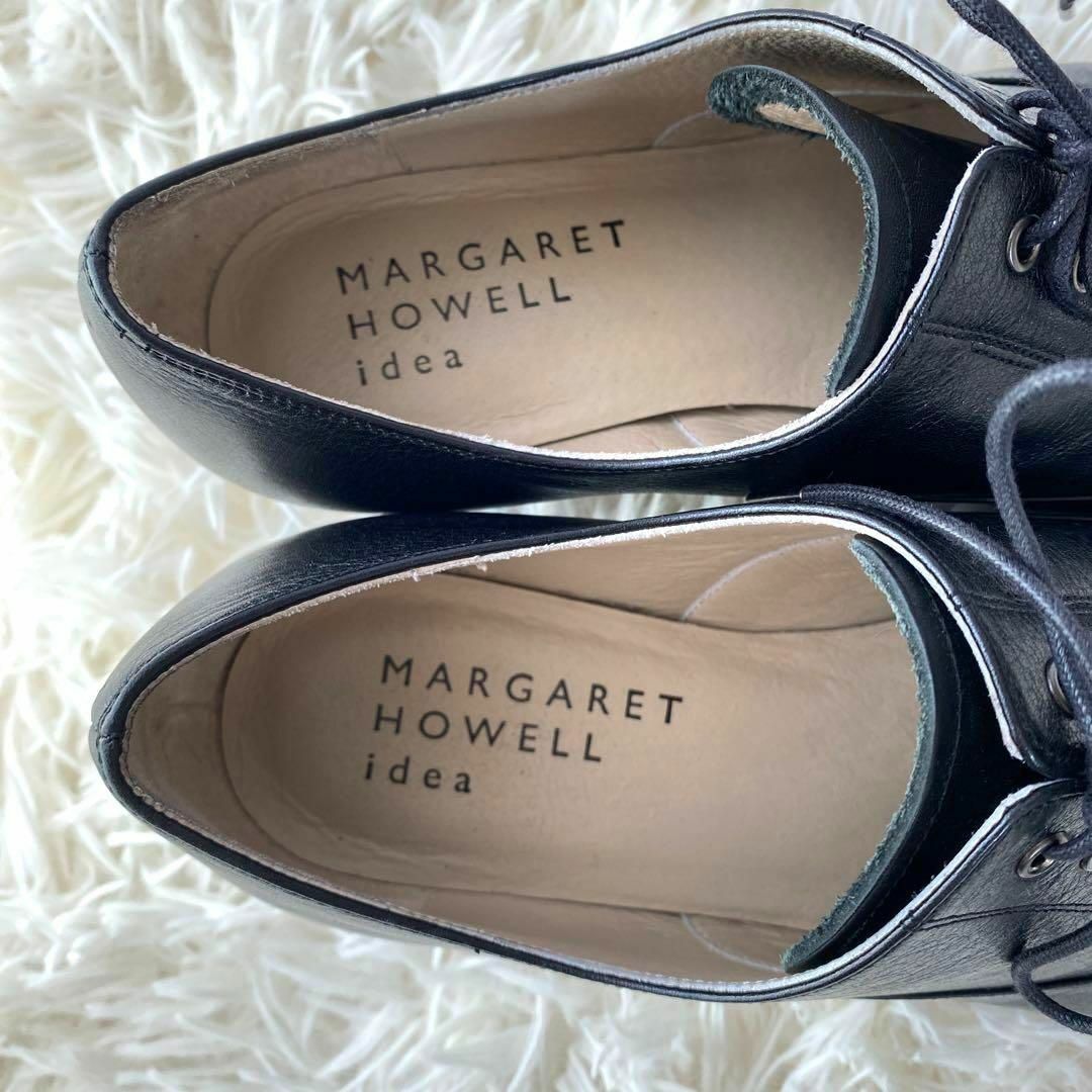 MARGARET HOWELL(マーガレットハウエル)の美品　マーガレットハウエル　24.5 レースアップ　シューズ　黒　本革　レザー レディースの靴/シューズ(ローファー/革靴)の商品写真