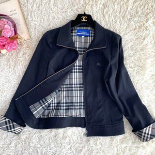 BURBERRY - 美品　大人エレガント　バーバリーロンドン　黒　ジャケット　美シルエット　チェック