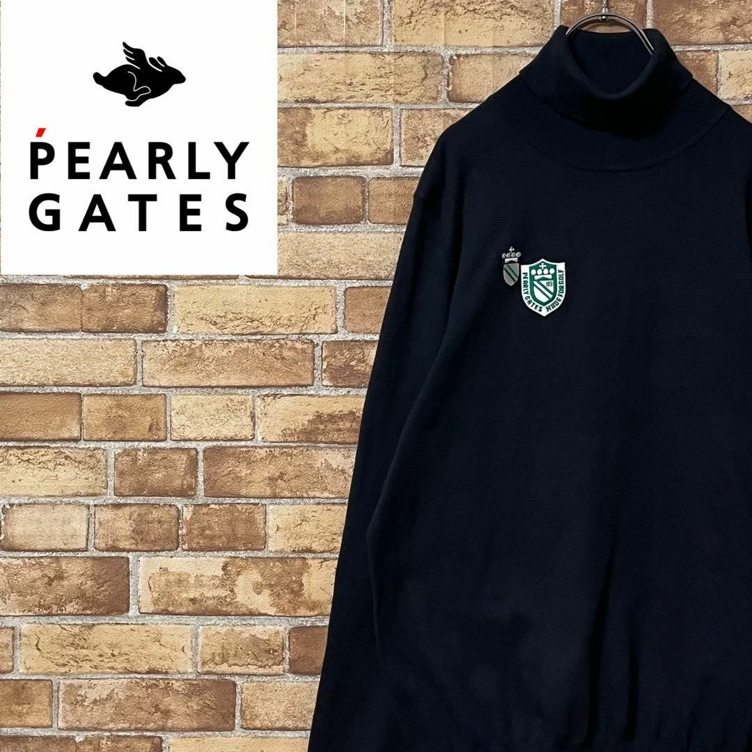 PEARLY GATES(パーリーゲイツ)のパーリーゲイツ　ニット　セーター　タートルネック　刺繍ロゴ　ネイビー　ゴルフ　5 その他のその他(その他)の商品写真