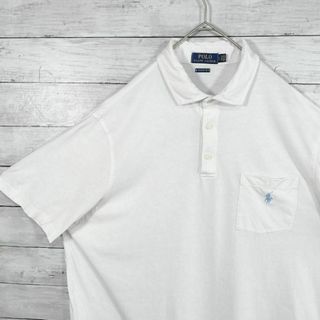 ポロラルフローレン(POLO RALPH LAUREN)の①62qポロラルフローレン 半袖ポロシャツ ポニー刺繍 ホワイト メンズ夏物古着(ポロシャツ)