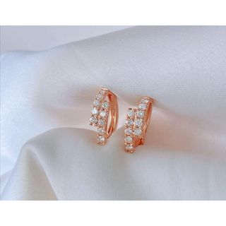 天然ダイヤモンドピアス0.4ct　k18 フープピアス(ピアス)