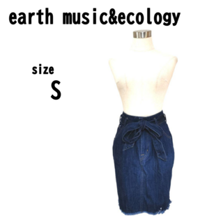【S】earth music&ecology 腰ひも付き デニムスカート(ミニスカート)