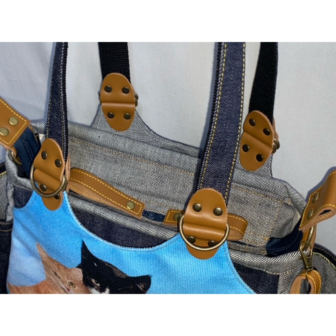 ☆岡山デニム☆タイタニック☆ハチワレ猫☆リュック対応☆4way