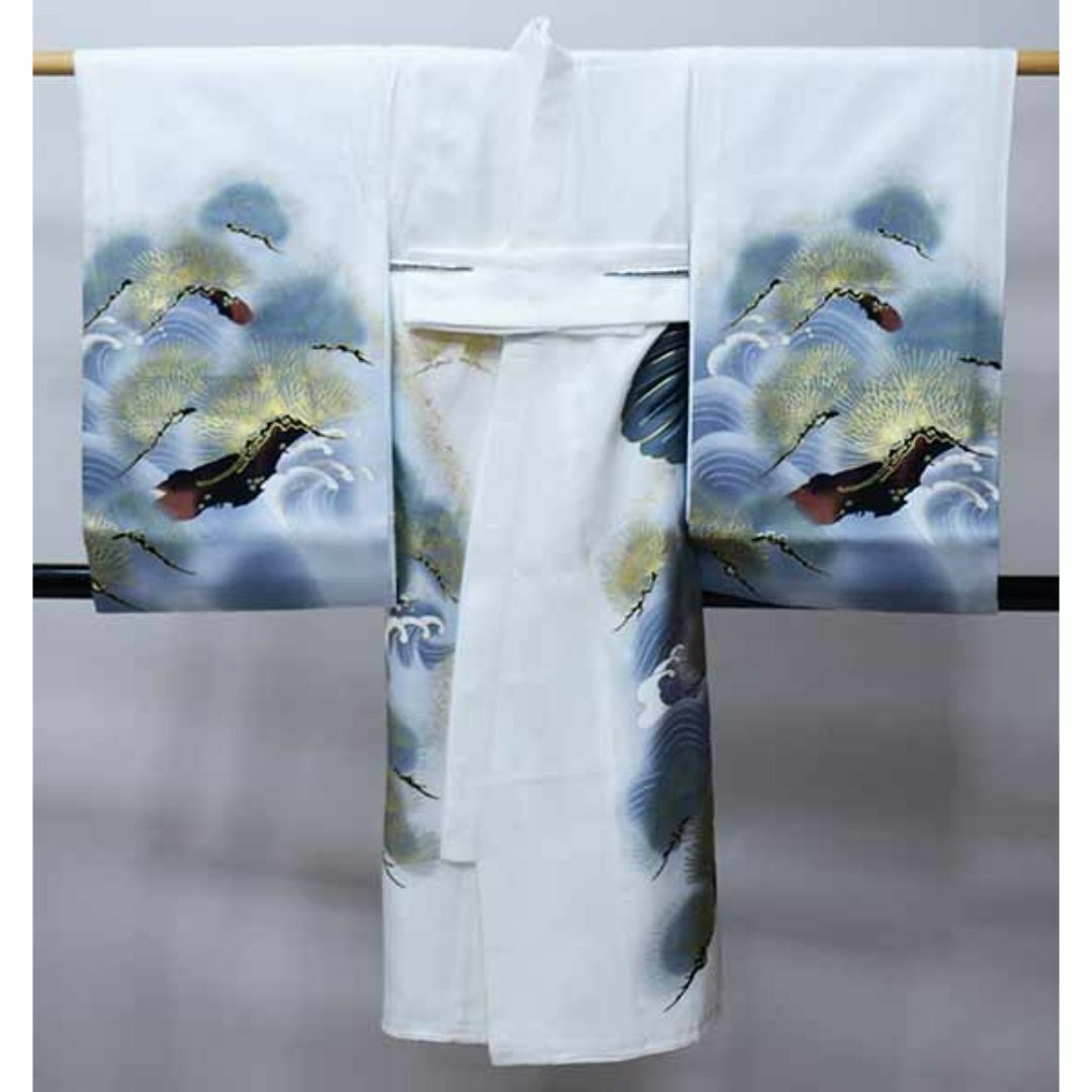 お宮参り 産着 のしめ 男児 正絹 綸子地 金刺繍 白地 鷹 NO40071 お宮参り 産着 のしめ 男児 正絹 綸子地 金刺繍 白地 鷹 NO40071