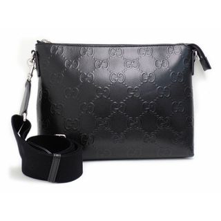 Gucci - グッチ 696009 レザー ブラック GGエンボス ミディアム メッセンジャーバッグ 2WAYバッグ 【新宿店】【中古】【新着】