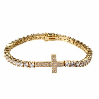 テニスブレスレット 4mm クロスデザイン CZダイヤ（キュービック・ジルコニア） ホワイトゴールド TENNIS BRACELET Kronic(ブレスレット)