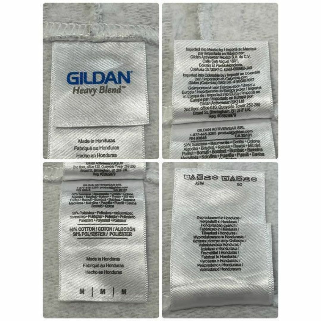 ギルダン　パーカー　スウェット ジップアップ　バックプリント　ライトグレーM メンズのトップス(パーカー)の商品写真
