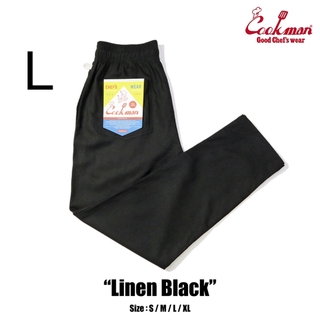 COOKMAN Chef Pants Linen Blackシェフパンツ リネン