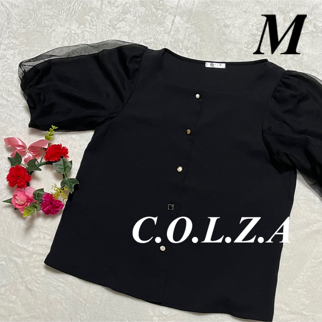 コルザ　COLZA  C.O.L.Z.A ♡ 半袖　ブラウス　トップス　黒　M レディースのトップス(シャツ/ブラウス(半袖/袖なし))の商品写真