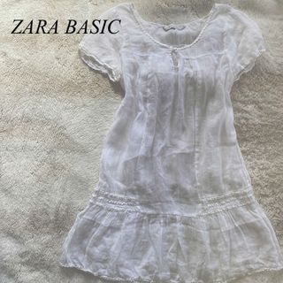 ZARA BASIC ザラベーシック M チュニックブラウス 貝ボタン ラミー