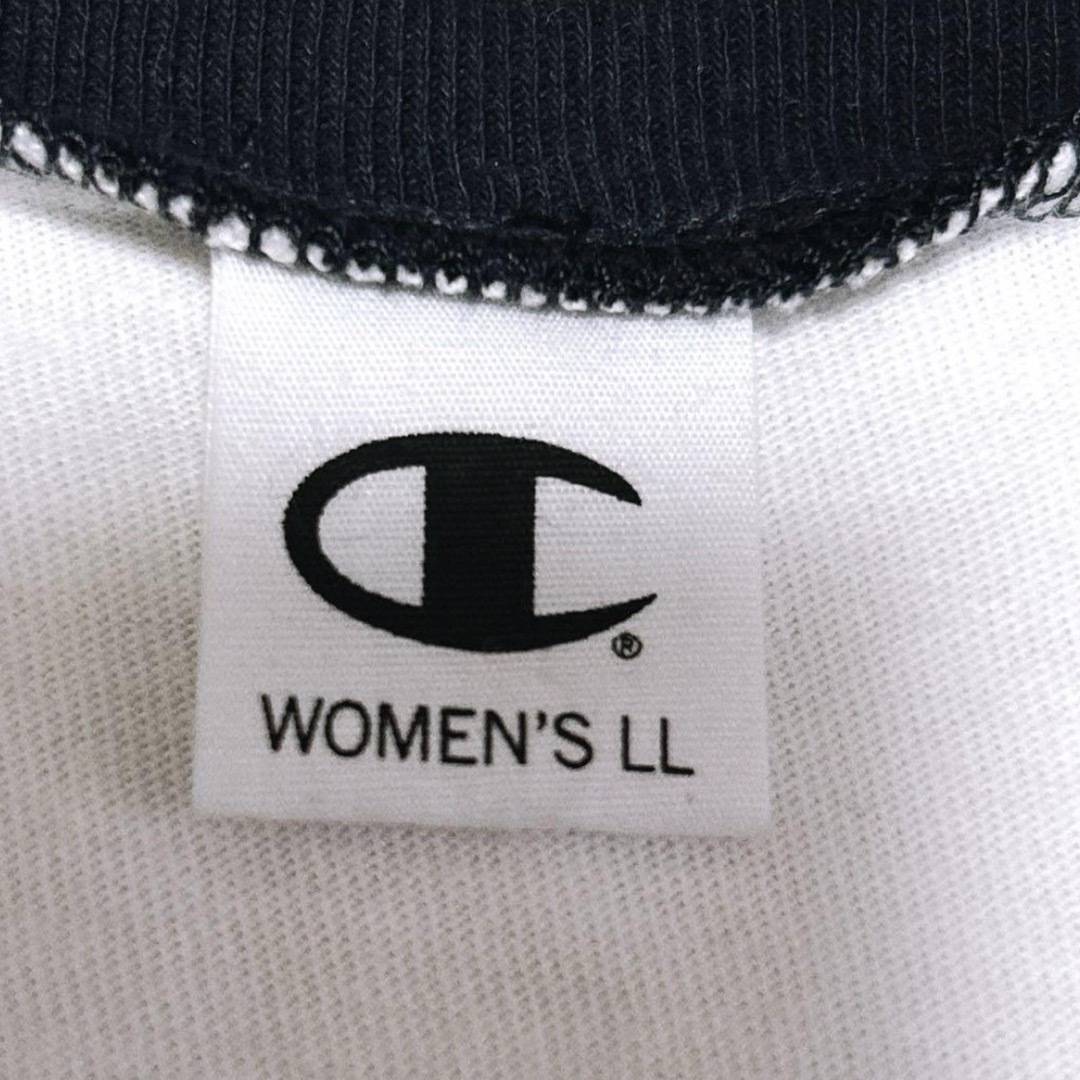 Champion(チャンピオン)のChampion　チャンピオン　シャツ　長袖　ロンT　ラグラン　L L　白/紺 レディースのトップス(Tシャツ(長袖/七分))の商品写真