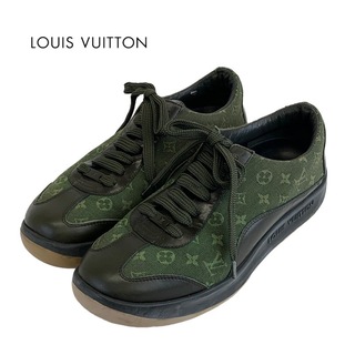 ルイヴィトン(LOUIS VUITTON)のルイヴィトン LOUIS VUITTON モノグラム スニーカー 靴 シューズ キャンバス レザー カーキ系(スニーカー)