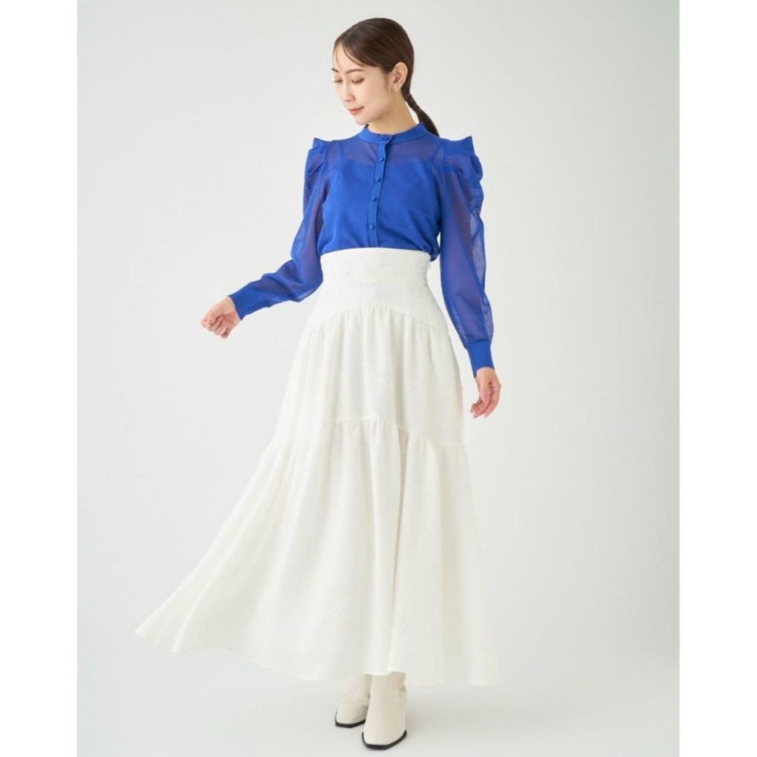CELFORD(セルフォード)のハイウエストティアードスカート　セルフォ　ホワイト36S レディースのスカート(ロングスカート)の商品写真