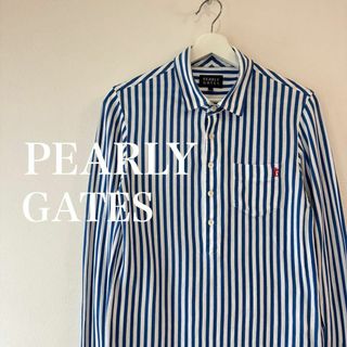 PEARLY GATES - PEARLY GATES 　パーリーゲイツ　ロゴ入　ストライプ　長袖　ポロシャツ