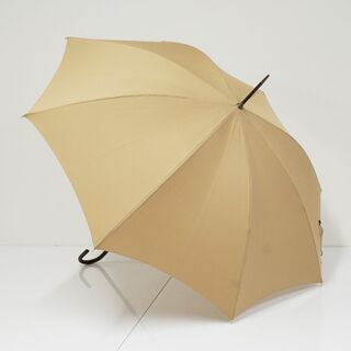 FOX UMBRELLAS - 傘 FOX UMBRELLAS フォックス アンブレラズ USED美品 細巻 ベージュ 英国製 レザー手元 52cm KR S0536