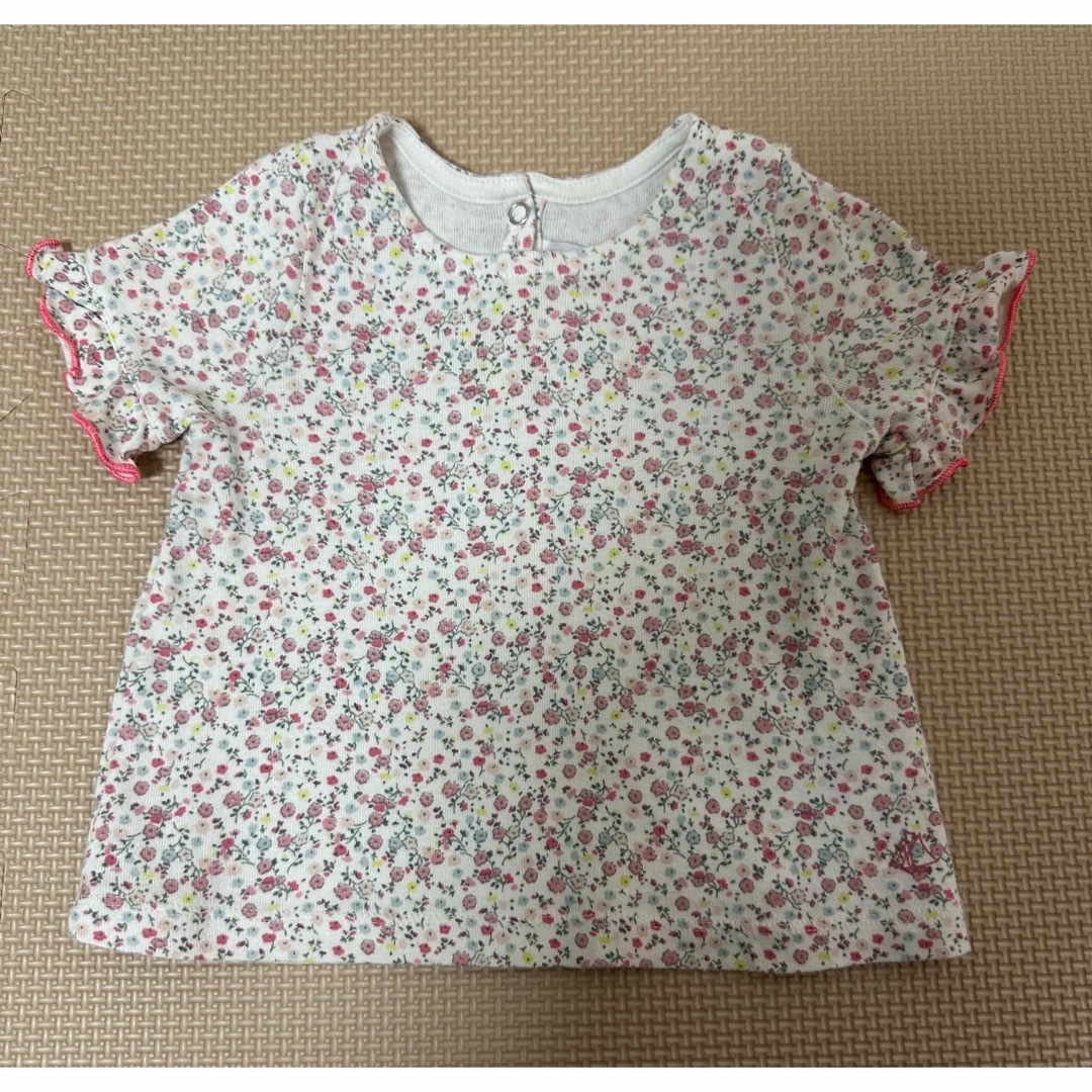 PETIT BATEAU(プチバトー)の【プチバトー】女の子 花柄 半袖カットソー　チュニック　12m 74cm キッズ/ベビー/マタニティのベビー服(~85cm)(シャツ/カットソー)の商品写真