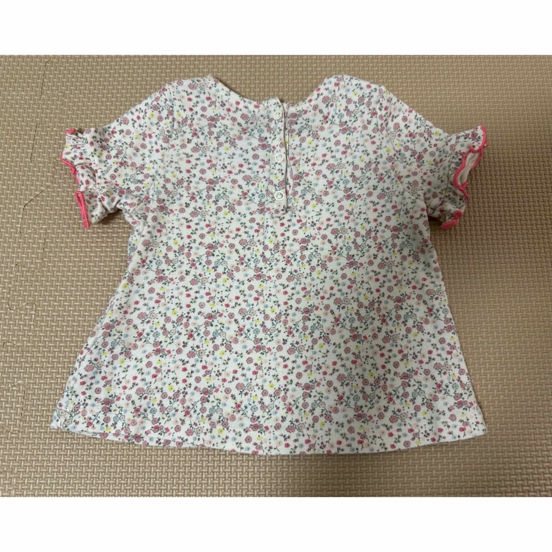 PETIT BATEAU(プチバトー)の【プチバトー】女の子 花柄 半袖カットソー　チュニック　12m 74cm キッズ/ベビー/マタニティのベビー服(~85cm)(シャツ/カットソー)の商品写真