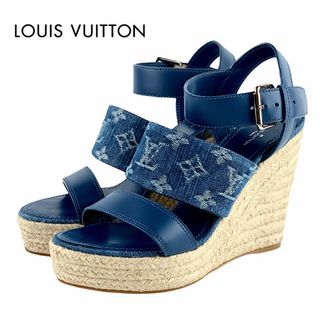 ルイヴィトン(LOUIS VUITTON)のルイヴィトン LOUIS VUITTON スターボードライン モノグラム サンダル 靴 シューズ デニム レザー ブルー 未使用 ウェッジソール エスパドリーユ(サンダル)