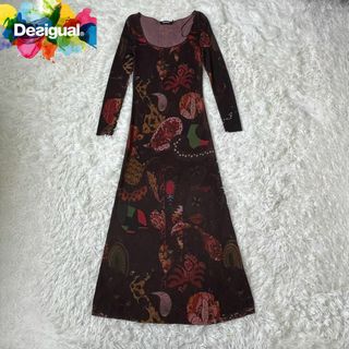 デシグアル(DESIGUAL)のDesigal デシグアル　マキシ　ロング　柄　ワンピース　ストレッチ(ロングワンピース/マキシワンピース)