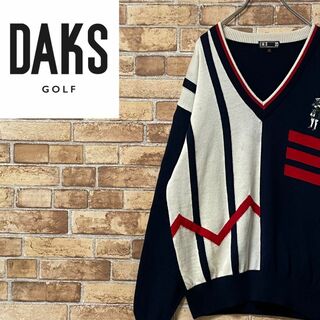 ダックス(DAKS)のDAKS GOLF　ダックス　デザインニット　セーター　刺繍　Ｖネック　M(その他)