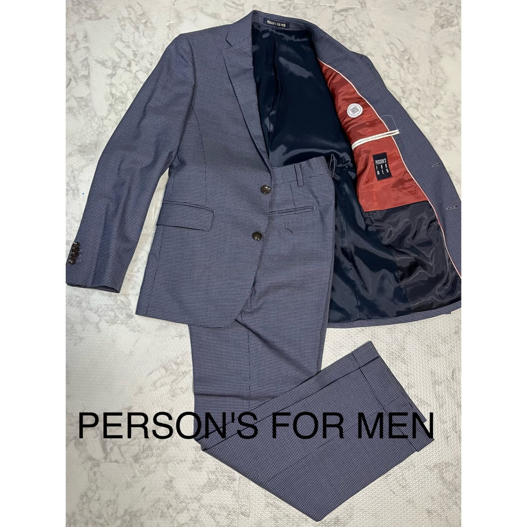 PERSON'S(パーソンズ)の美品　PERSON'S FOR MEN スーツ　セットアップ　千鳥柄　S メンズのスーツ(セットアップ)の商品写真