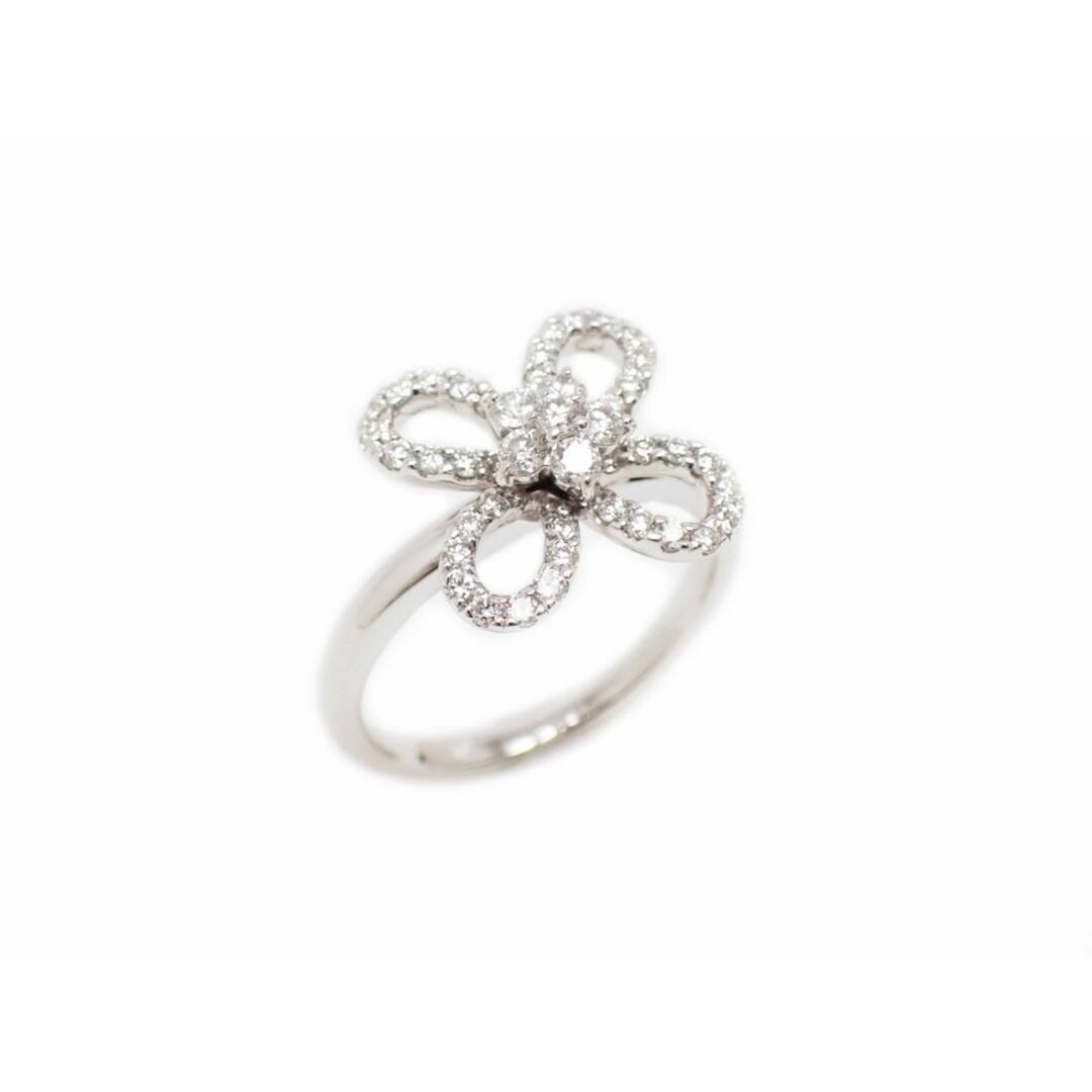 K18WG メレダイヤ 0.45ct 花 デザイン リング ＃7.5【新宿店】【中古】【新着】 レディースのアクセサリー(リング(指輪))の商品写真